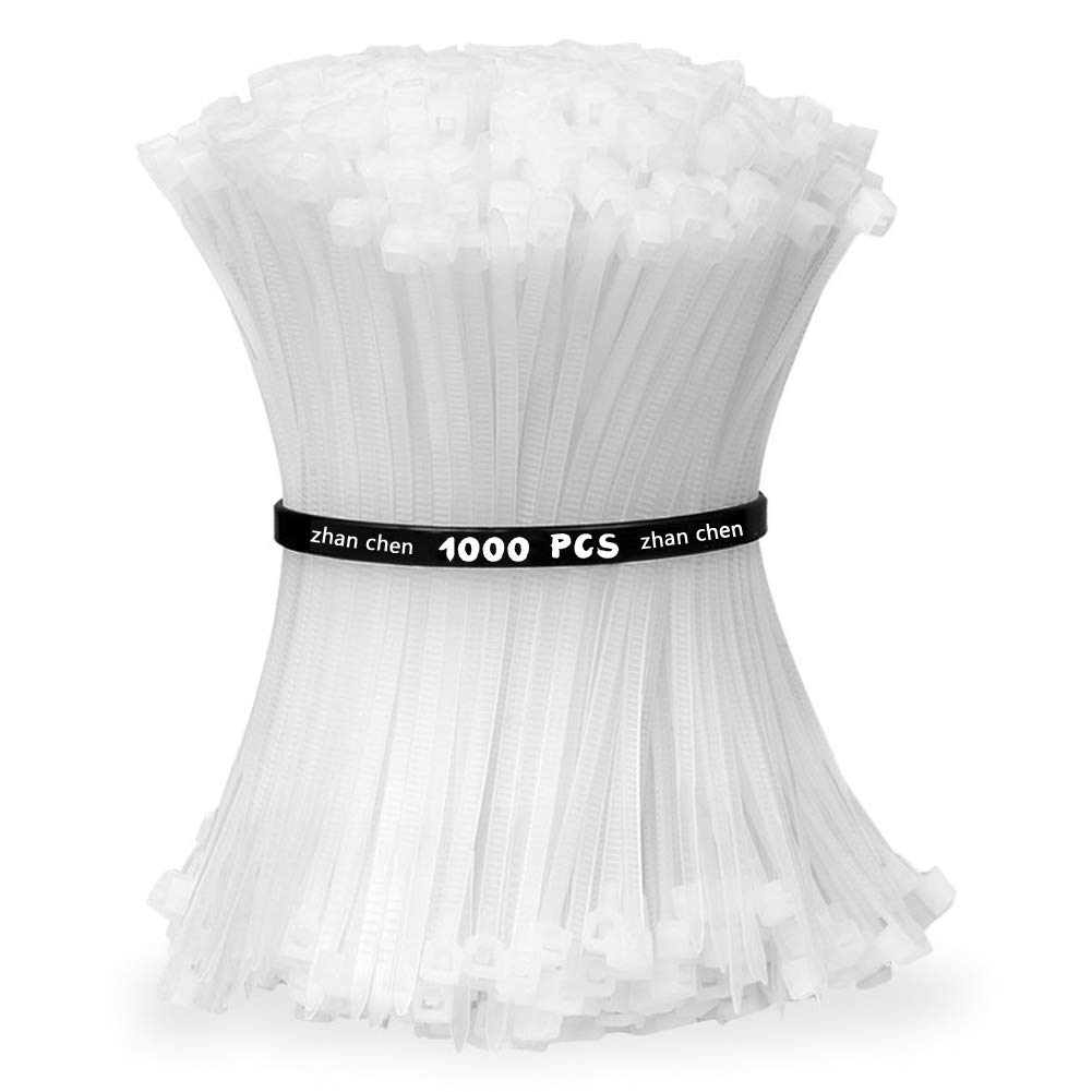 Collier Rilsan Zip Ties 100mm x 3mm Attaches Câble Résistant aux UV et à la Chaleur Blanche Lot de 1000 Pièces