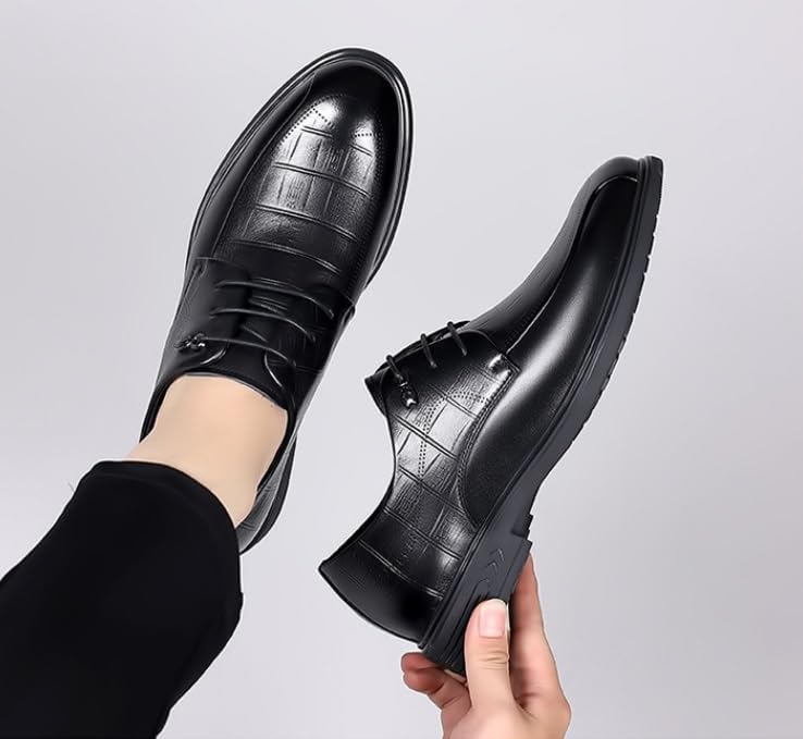 Men Leather Oxford Shoes, Fashion Comfortable Casual Formal Shoes, Dress Business Classic Pointed Toe Lace Up Office Wedding Tuxedo Brogue3