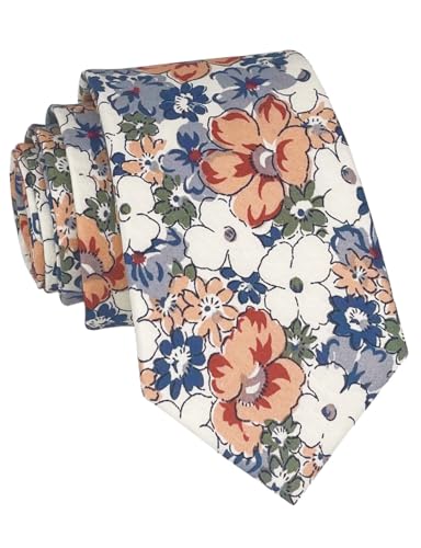 Image of Kebocis Mens Skinny Cotton Floral Tie for Men