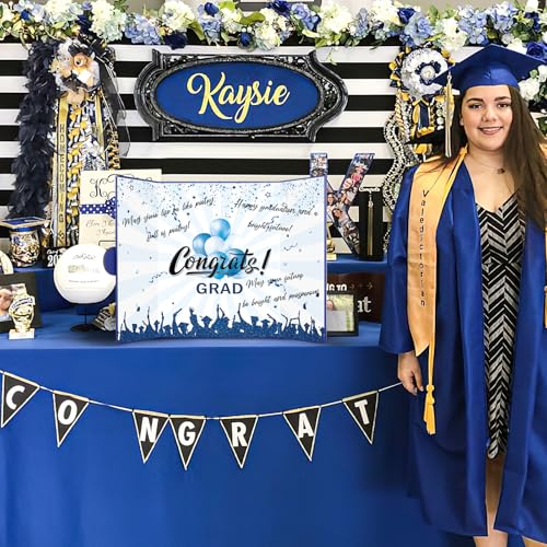 Image of 2026 Graduation Guest Book Alternative,Graduation Signature Board Sign, Blue Silver Class of 2026 Graduation Party Decorations for Men Women College High School Unique Graduation Gift for Friends