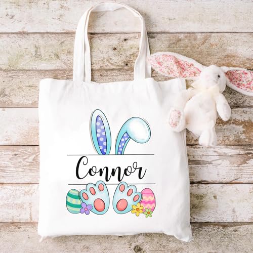 Personalized Easter Basket for Kids with Names, Easter Bunny Bag for Boys, Easters Tote Bags for Kids, Custom Egg Hunt Bag, Easters Canvas Totes2