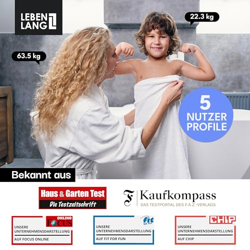 LEBENLANG Digitale personenweegschaal, tot 180 kg, nauwkeurige meting met App Connect, 4 elektroden, personenweegschaal - Afbeelding 6