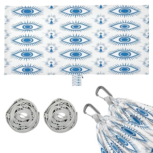 Haskirky The Eye of Blue Art Camping Hammock, Single Portable Hammocks with Tree Straps & Attached Carry Bag, 330Lbs Capacity Perfect for Outside Indoor Hiking Beach Backpack Travel