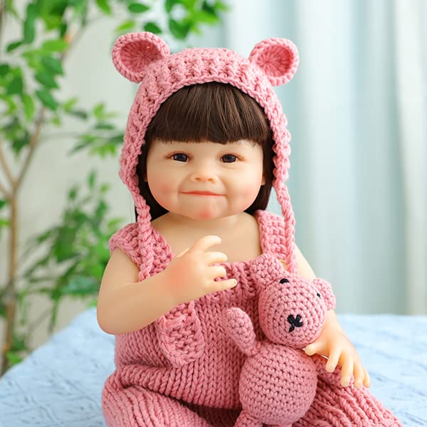 ZIYIUI Reborn 22 Pulgadas / 55 cm Realista Muñecas Reborn Hermosa Hecho a Mano Silicona Suave Bebe Reborn de Vinilo Ojo parpadear Reborn niña de Juguete Muñecas