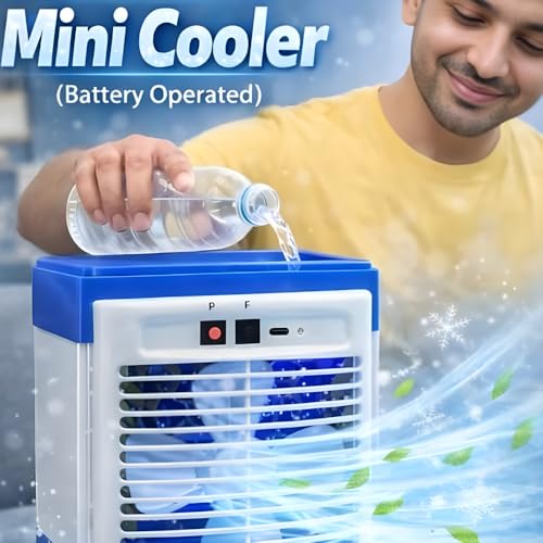 Image of Drumstone 𝟏𝟓-𝐘𝐞𝐚𝐫 𝐋𝐨𝐧𝐠-𝐋𝐢𝐟𝐞 𝐖𝐚𝐫𝐫𝐚𝐧𝐭𝐲 Rechargeable Mini Air Cooler 2-3 Hours Battery Backup, High Speed Airflow, Dual Speed Control, USB Charging Compact Cooling for Home.