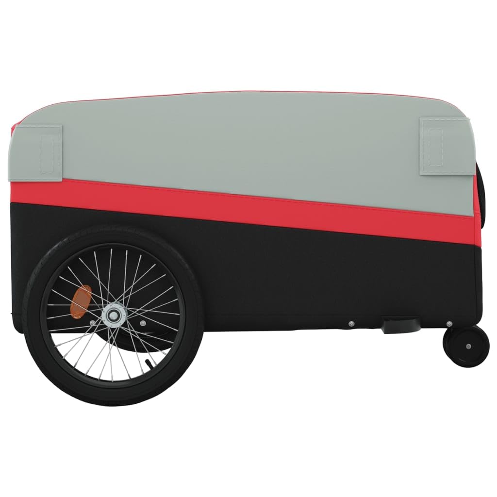 Przyczepa rowerowa, czarna i czerwona, z żelaza, nośność 45 kg, z dyszlem, flagą bezpieczeństwa, składana, wytrzymała, do transportu ładunków, na zewnątrz, Velo, Jogger, na zakupy i na co