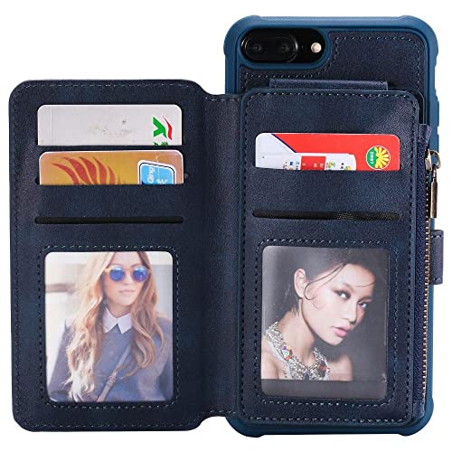 Flip phone case en cuir marron clair pour iPhone 7 Plus en voyage