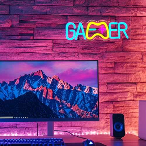 Image of LED Game Sign Game Zone Neon Signs Gaming Room Wall Art Decor Man Cave Lights Signs Gamer Home Bedroom Decoration USB Powered Brightness Adjustable