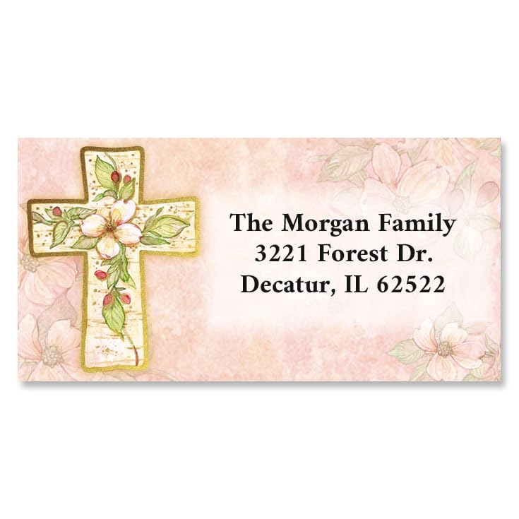 Colorful Images Flowers Religious Easter Return Address Mailing Labels, Personalize with Name and Shipping Address, Set of 144 Self Adhesive, Easy