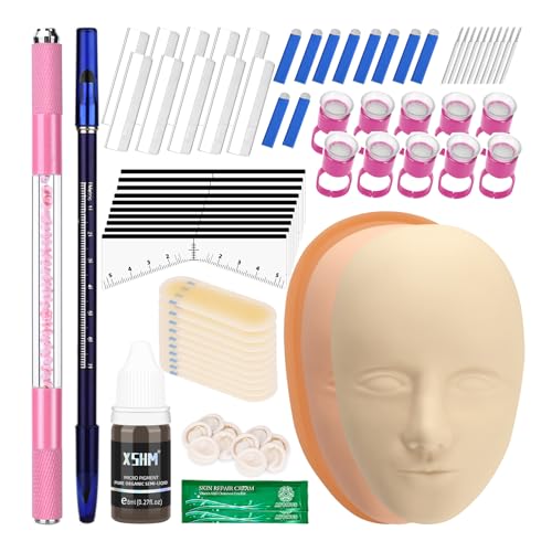 ATOMUS microblading Practice Kit Pink set complet d'outils de stylo manuel semi - permanent pour tête de mannequin 18u 3rl micro - lames de sourcils 10 patchs...