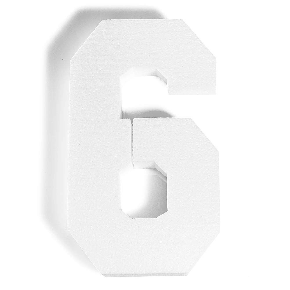 Anderson's White Foam Numbers, Number 6, 11.5 Inches, Set of 3, Craft Projects, School, Weddings, Birthdays, and Events