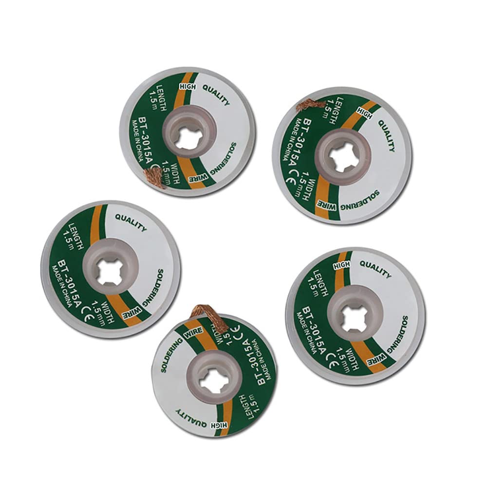 2 Pezzi di stoppino per Saldatura, stoppino per per Rimuovere la Saldatura e smontare i componenti elettrici, Treccia per stoppino per Saldatura Non Pulita (Larghezza: 3 mm, Lunghezza: 60')