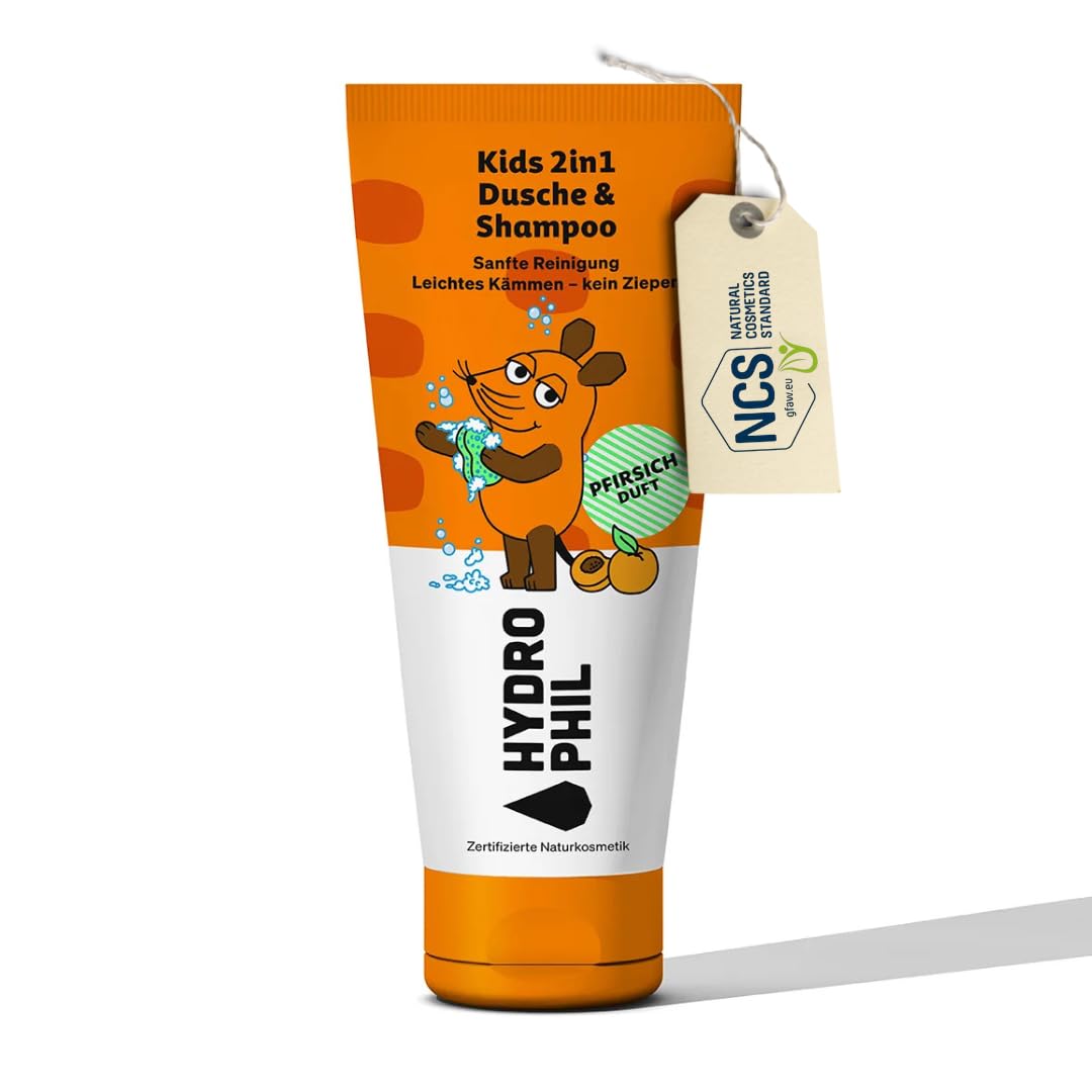 2in1 Kinder Shampoo & Duschgel "Die Maus", Naturkosmetik, sanfte Reinigung mit natürlichen Inhaltsstoffen, für sensible Haut, für Kinder ab 3 Jahren, Hautverträglichkeit dermatologisch bestätigt