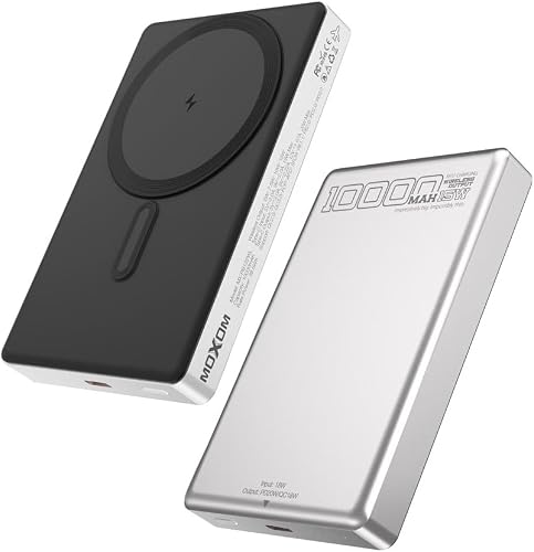 Moxom 10000mAh 18W Magnetic Wireless Power Bank, Black