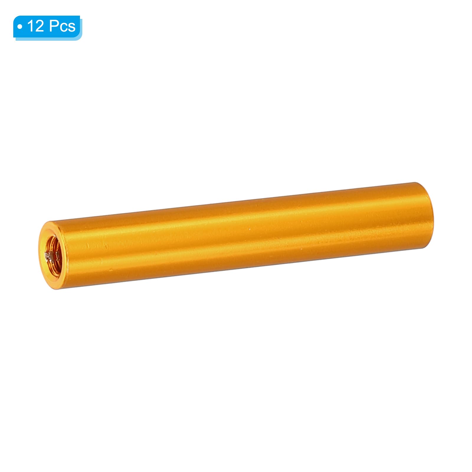PATIKIL 12pcs M3 Metal Threaded Standoff Spacer Nuts, Round Aluminum Spacers Female Coupling Screws, 1/8" ID x 3/16" OD, Gold 3x5x30mm - Image 3
