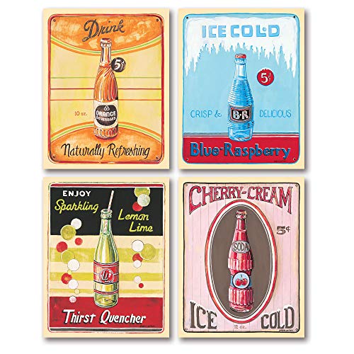 Classic 50's Era Vending Machine Ice Old Soda Sign Prints; Four 11x14 Posters
