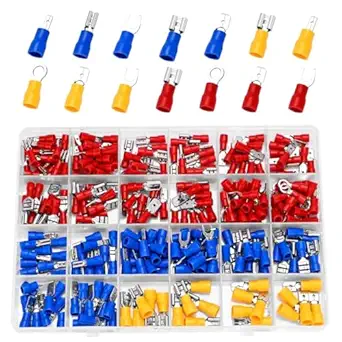 Ptiysta 280PCS Crimp Terminal Connector Combination, Hybrid Quick Disconnect Electrical Insulation Without Soldering, 15 Types of Butt terminals Including: Ring, Spade, Fork, Piggyback