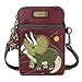 Chala Group Chala Handbags Triceratops Cellphone Crossbody Handbag - Convertible Strap,Maroon