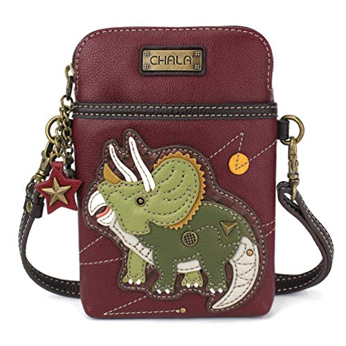 Chala Group Chala Handbags Triceratops Cellphone Crossbody Handbag - Convertible Strap,Maroon