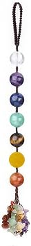 7 Chakra Crystal Hanging Ornament Round Bead Healing Gemstone Car Charm & Home Wall Window Decor for Meditation & Yoga