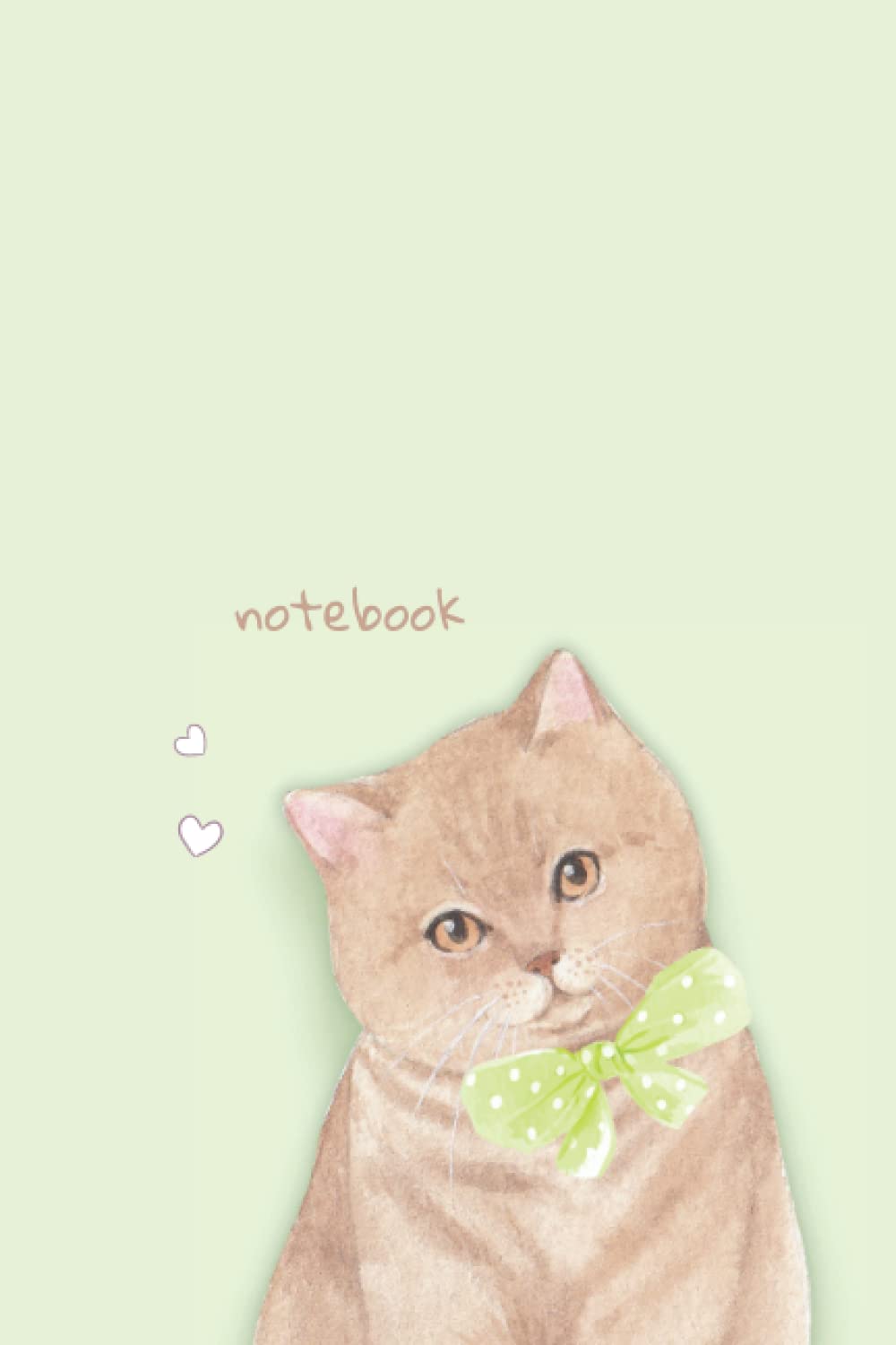 Cute Korean Aesthetic Lined Notebook with A Cat For School, College Or Journaling: Baby Green- British Shorthair Cat