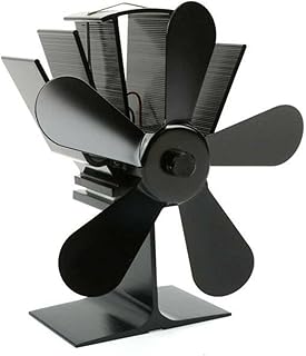 Wentylator kominkowy z 5 ostrzami, zasilany na ciepło wentylator kominkowy, przyjazny dla środowiska i wydajny wentylator do kuchenek gazowych/pellet/drewno/kłód (kolor: Czarny)