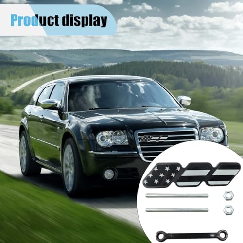 Image of Car Grille Decoration Badge - Tri-Color Grille Badge Emblem Front Grille Insert Trims - Car Truck Label Decoration Accessories Fit for Tacoma 4Runner Tundra Sequoia Rav4 Highlander (USA-Black)