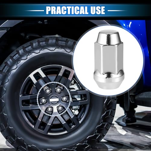Image of 5 Pcs Wheel Lug Nuts Compatible for Ford Explorer for Lincoln MKS, Durable Chorme Plated 1 /2-20 Carbon Steel Silver Tone Tire Lugnuts