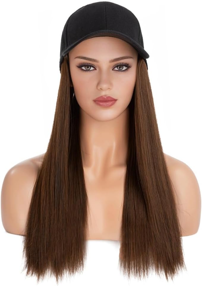 Wig Cap Ladies Hat Wig Fashion Breathable Baseball Cap Long Straight Hair Wig Ladies Fashion Wig Cap Hair Extension Cap (Color : 02)