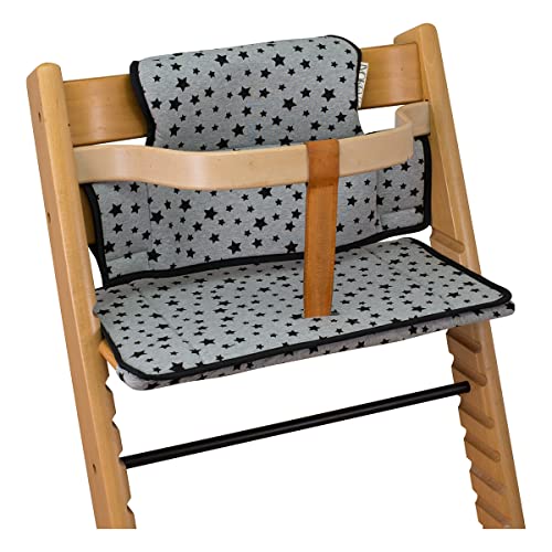 Image of JYOKO Kids Cushion Made Cotton 100% Compatible with Stokke Tripp Trapp high Chair (Black Star)
