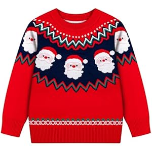 HONGTEYA Suéter de Navidad feo para niños pequeños, suéter de Navidad de punto para niños y niñas, cálido para el invierno