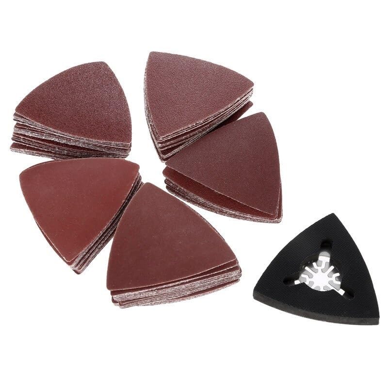 Multitool Sandpaper,for Wood Sanding 100Pcs Sanding Paper+80mm Triangular Sanding Pad Oscillating Multi-Tool for Cutting Sandpaper Power Tool