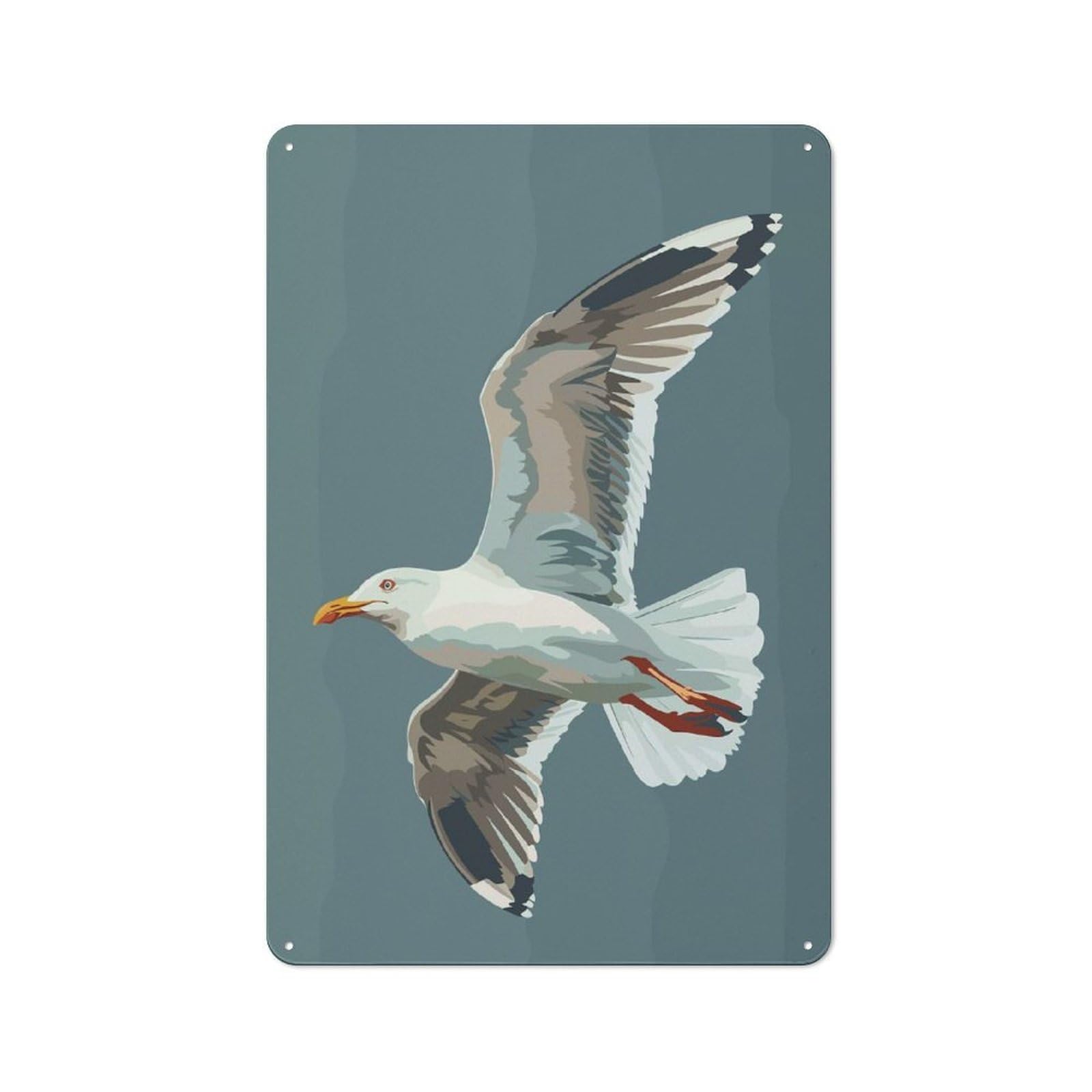 Junmoney Style-1 Rustic Tin Sign 30X20cm Featuring Seagull In Flight For Living Room Wall, For Room Styling Across Living Rooms And Feature Walls