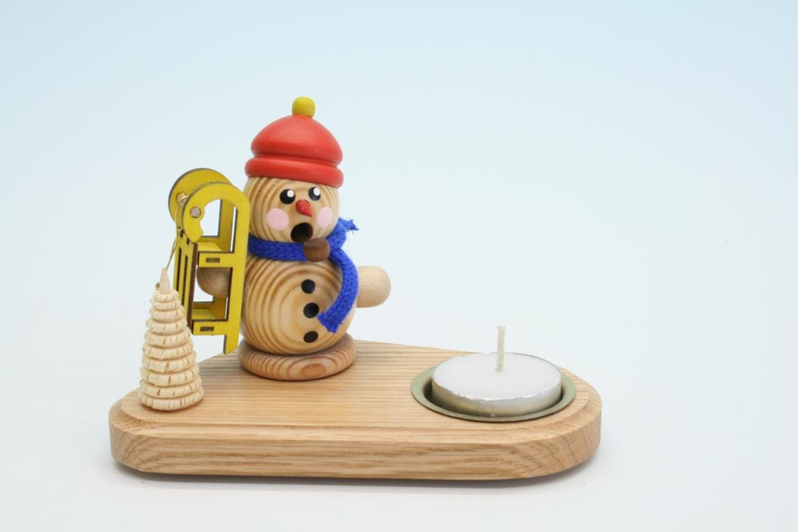 Bonhomme de neige Seiffen 14cm en bois à peindre pour cadeau de Noël