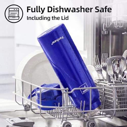Image of Fanhaw 24 oz Insulated Water Bottle with Soft Silicone Spout Lid, Leakproof Stainless Steel Vacuum Bottle for School, Sports& Daily Use, Kids, Teens& Adults, Back to School Essentials (Klein Blue)