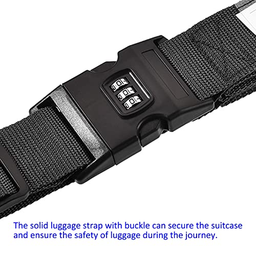 Image of M METERXITY 1 Pack Luggage Strap Suitcase Belt- Travel Combination Lock Adjustable PP Baggage Accessory with Buckle, Apply to Suitcase (79x2 Inch, Black)
