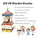 Hands Craft DIY 3D Music Box Wooden Puzzle – Merry-Go-Round Laser Cut Assembly Model Building Kit Brain Teaser Puzzles Educational STEM Toy for Adults and Teens AM304