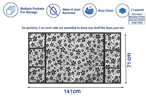 Image of The Furnishing Tree Fridge Top Cover Compatible for Samsung RS76CG8003S9HL, 653 LTR WxL 71x141 in CM Floral Pattern Grey