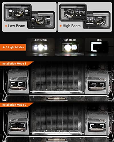 Image of BICYACO DOT 120W 4x6 Inch LED Headlights DRL Rectangular Replacement H4651 H4652 H4656 H4666 H6545 Compatible with Peterbilt Kenworth Freightinger Ford Probe Oldsmobile Cutlass(4 PCS)