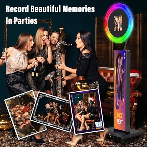 Image of Photo Booth Machine Compatible with Ipad 12.9in 11in 10.9in 10.2in, Photo Booth Machine with Software APP Control,Music Sync,Free Custom Logo,Flight Case,for Parties,Wedding,Events(Black)