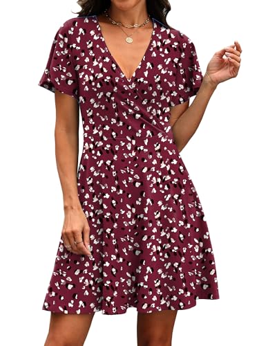 Image of RUMIA Women Casual Dresses Wrap V Neck Dress A-Line Summer Sundress Fashion