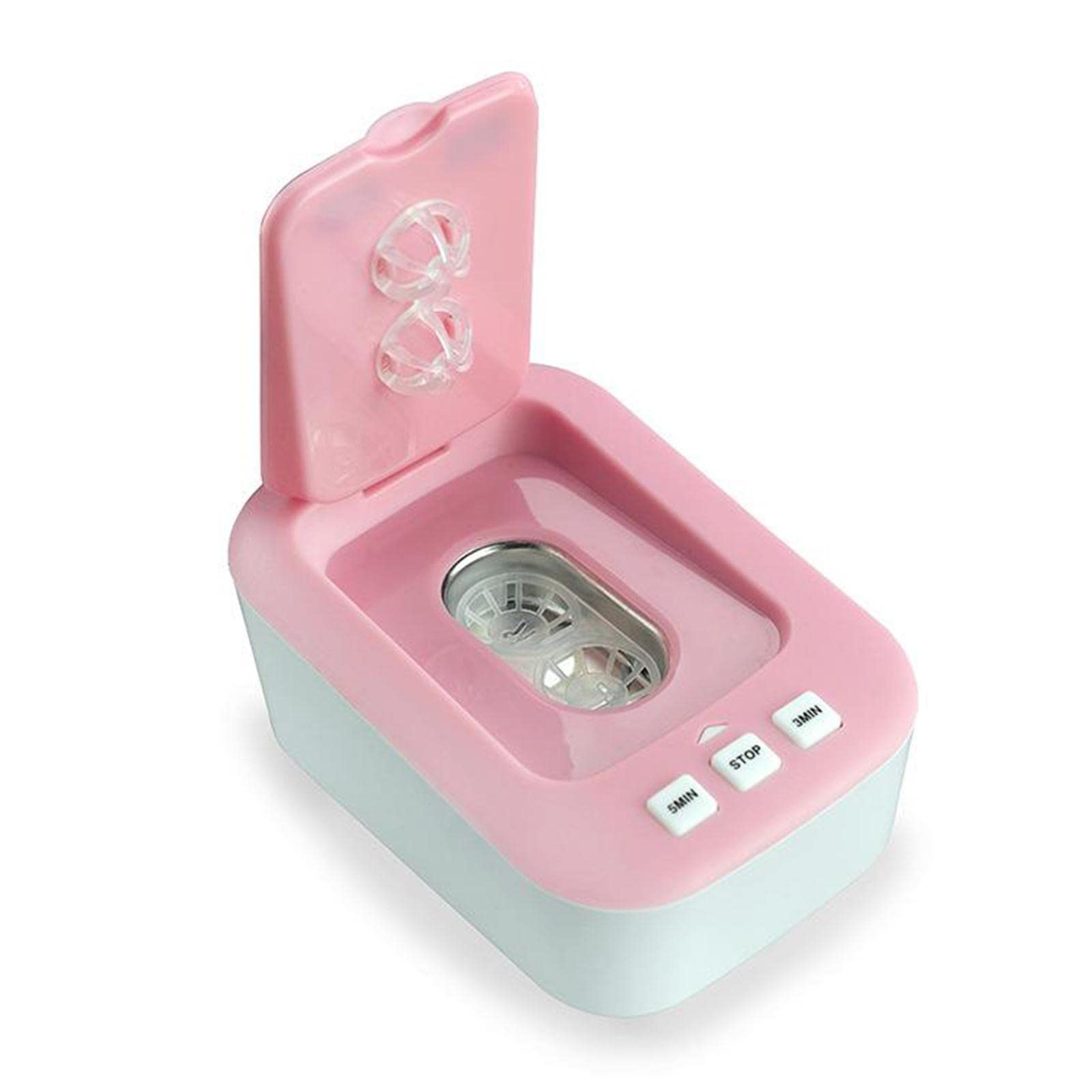 KAZRU Contact Lens Cleaner Machine Fast Vibration for Soft Lens RGP Lens pink