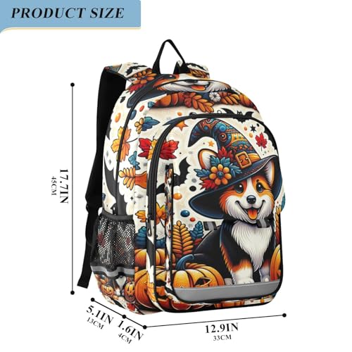 Kids Backpack for School, Lanterns Autumn Leaves Elementary Backpack, 17 Inch, Age 6-122
