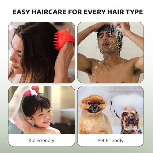 Image of Rey Naturals Hair Massager For Hair Growth For Men And Women | Shampoo & Hair Oiling Brush For Scalp Care, Relaxation & Hair Growth | Soft Silicon Bristles Oil Massager For Scalp -Red