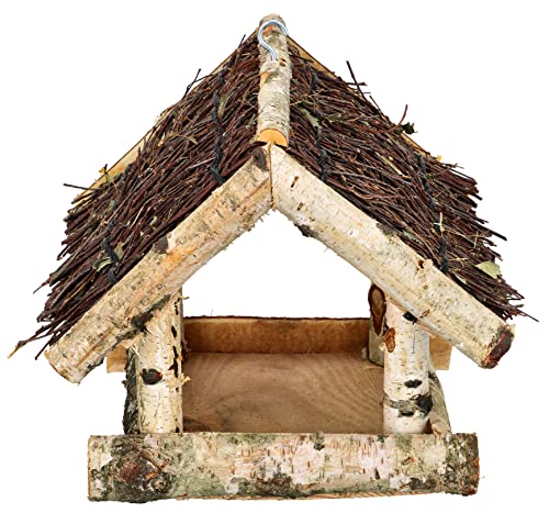 Vogelfutterhaus Aus Birkenholz - Wetterfeste Vogelhäuschen Für Garten