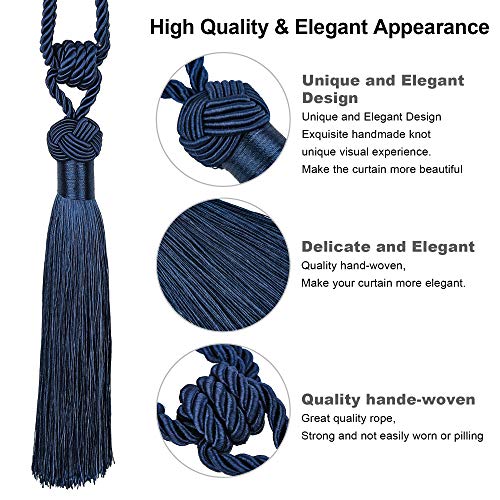 image for UNI AISENG 4PCS Curtain Tiebacks, Hand-Woven Curtain Tie-Backs Tassel,