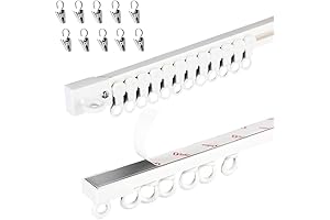 Adhesive Curtain Track, No-Drill Ceiling Curtain Rail Set