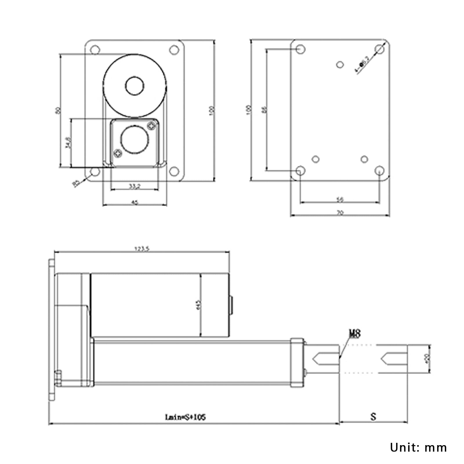 Aluminiowy siłownik liniowy 12 V 24 V, 99,8 kg (1000 N), maksymalny podnośnik, skok 50–500 mm, elektryczny drążek teleskopowy do śledzenia solarnego, automatyki domowej, łóżko medyczne