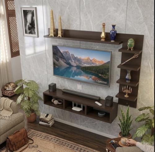 Image of Engineered Wood Wall Mount TV Cabinet, Bearish Brown, 32 inch | Extended, Suits 24 to 32 inches Smart TV, Home Decor