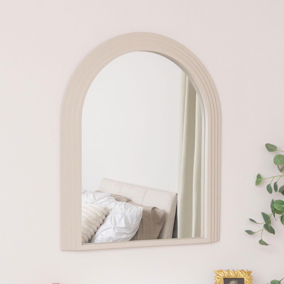 Melody Maison Large Beige Arched Wall Mirror - 90cm x 75cm